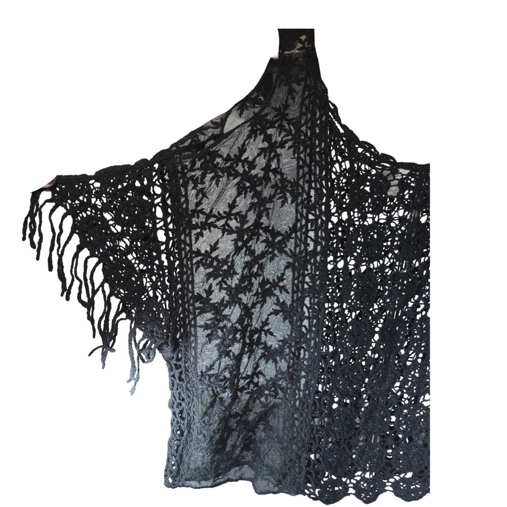MUDD Black Crochet Lace Top SIZE L - Picture 3 of 8